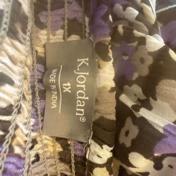 K. Jordan Lavender Floral Halter Strap Smocked Wide leg Jumpsuit Sz1X Soft Girl - Picture 8 of 15